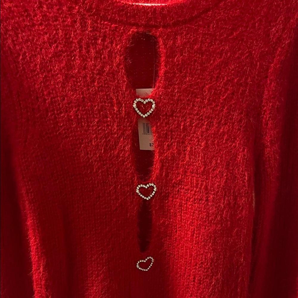 Madden Girl Red Sweater with Heart Detail